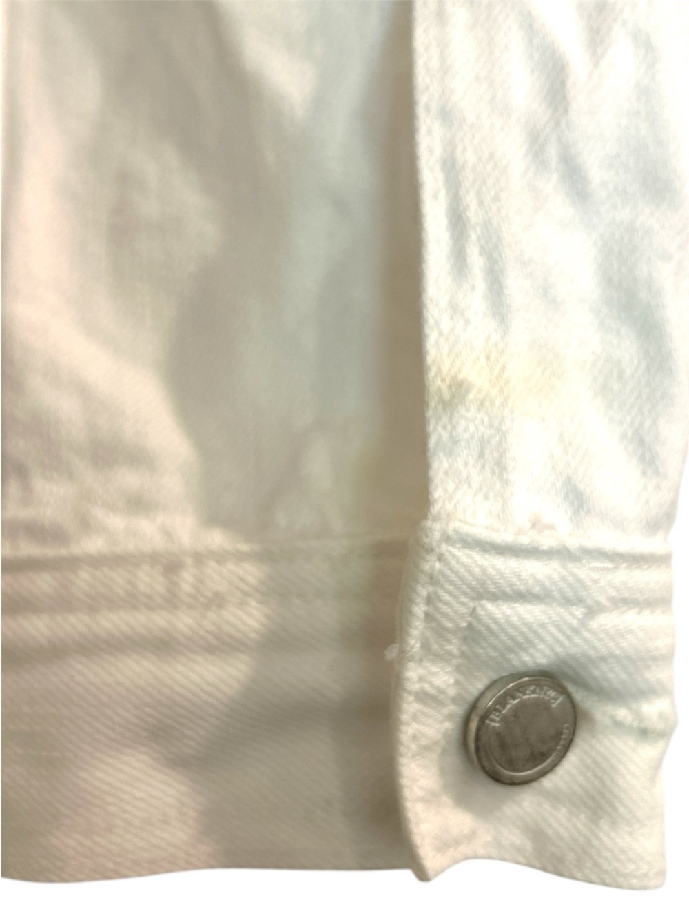 White Denim Trucker Jacket in Head In The Clouds Size Small - Picture 7 of 7